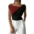 thumbnail image 2 of AUNVITO Women's Summer Tank Top Asymmetric Shoulder Sleeveless V-Neck Fitted Casual Minimalist Style, 2 of 4