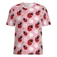 thumbnail image 5 of Ladybug Floral Pink-3 Women's T-Shirt Short Sleeve T Shirts Tops Tee Ladies Loose T, 5 of 6
