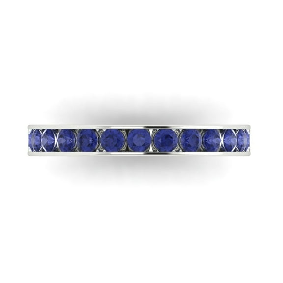 0.39 ctw Wedding Band for Women - 18K White Gold Simulated Tanzanite Stackable Eternity Ring