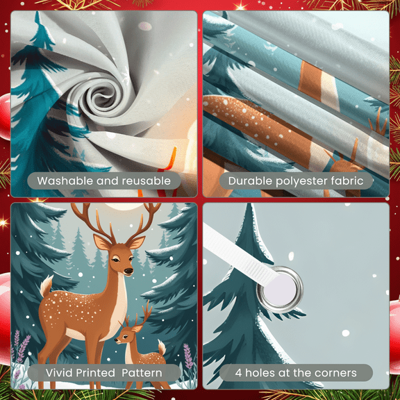 Reindeer Theme Merry Christmas Banner for Holiday Celebration Winter Event Family Gathering