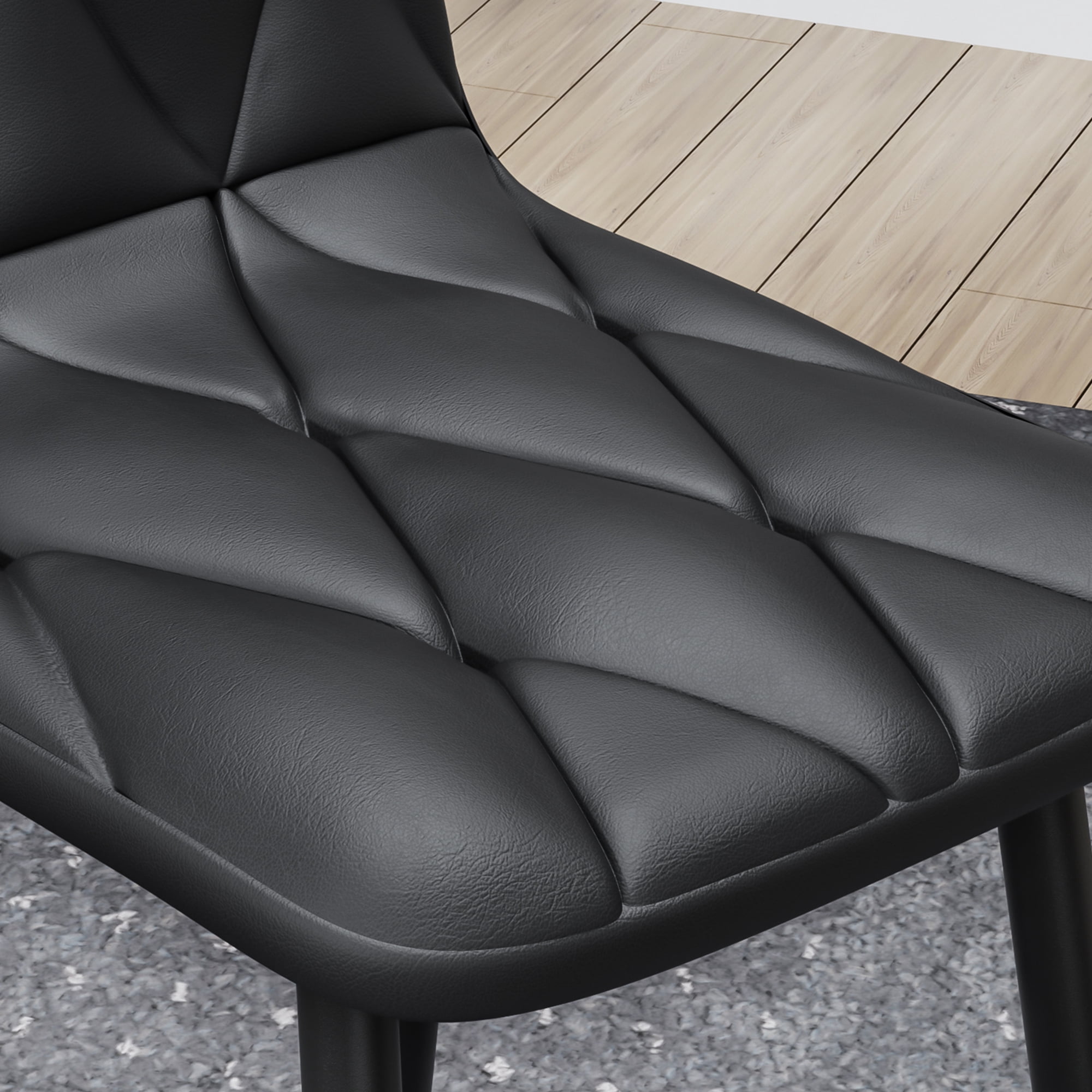 Dining Chairs Set of 4,Kitchen & Dining Room Upholstered Chairs with Metal Legs,Black+PU