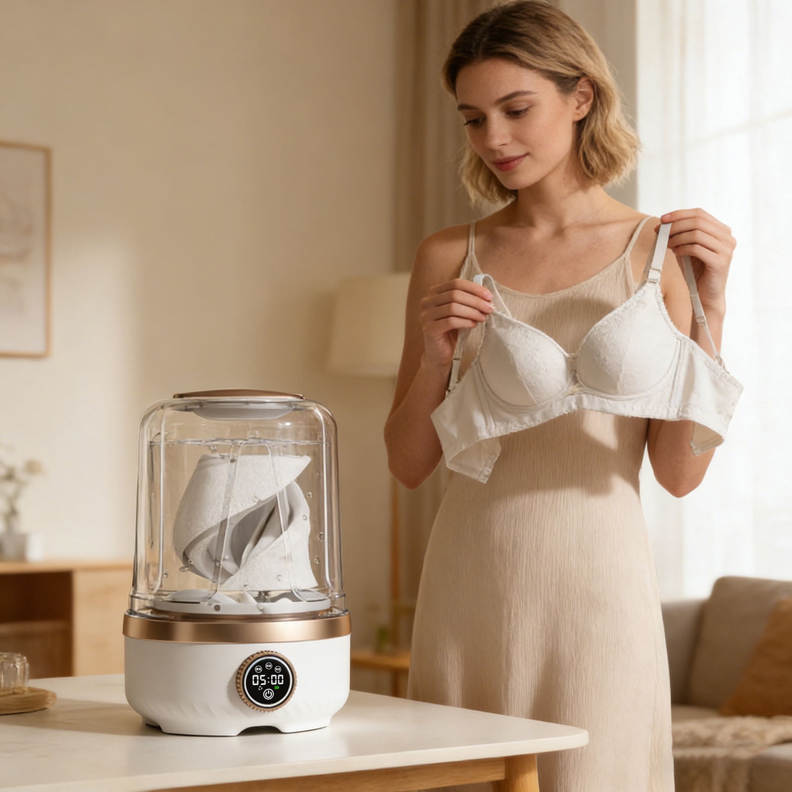 Portable Washing Machine for Delicate Laundry Smart Home Travel Camping Rechargeable 2L Capacity Three Speed Compact Washer