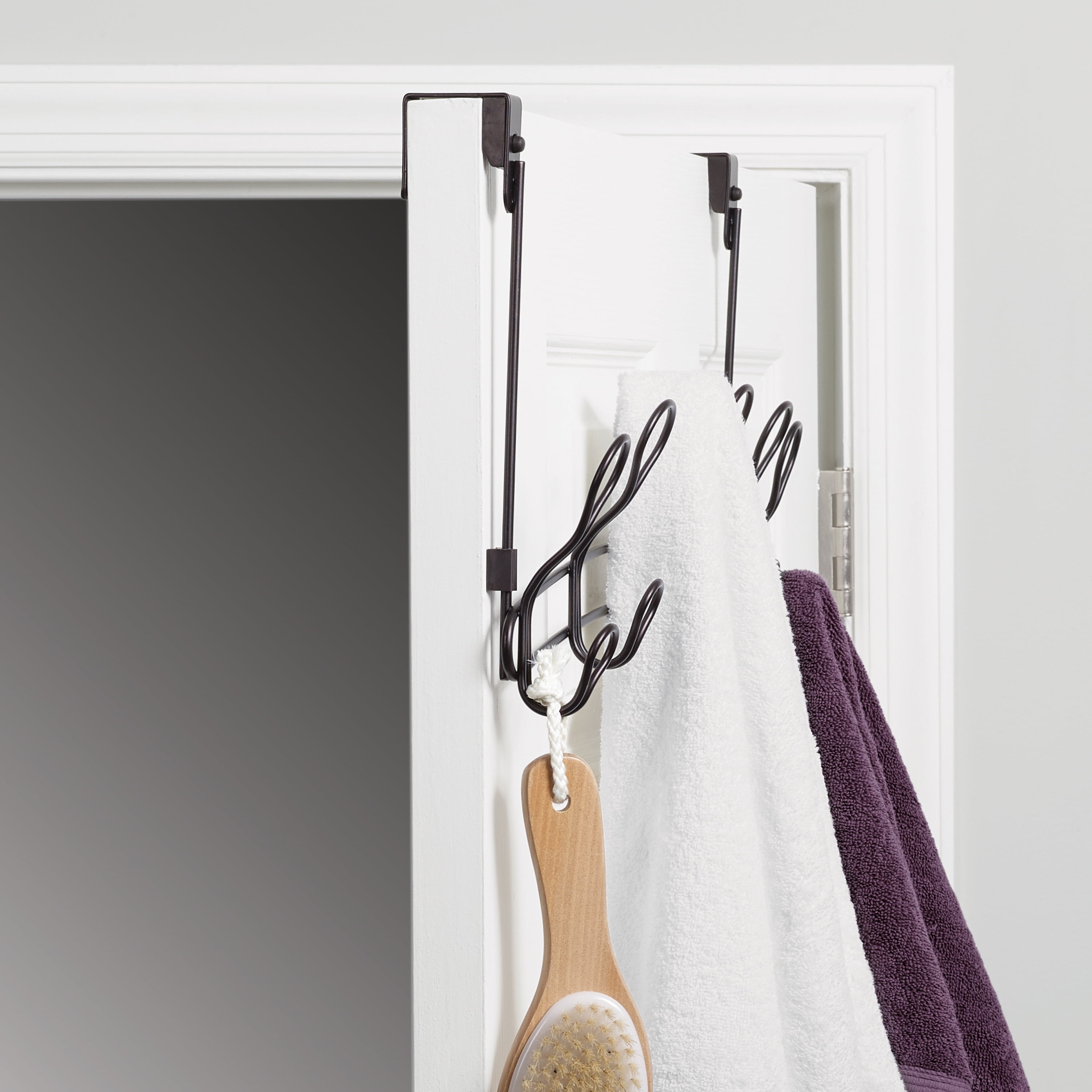 Mainstays SnugFit 6-Hook Over-the-Door Towel and Robe Rack, Oil-Rubbed Bronze