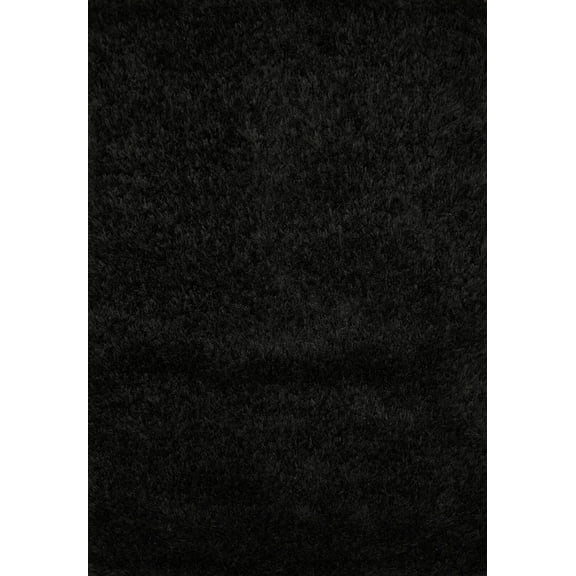 Plush Solid Pattern Modern Shaggy Rug Hand-knotted Wool 4x6 ft Black Color