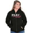thumbnail image 5 of Pray For A Cure Breast Cancer Sport Zip Hoodie Sweatshirt Women Brisco Brands S, 5 of 6