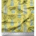 thumbnail image 1 of Soimoi Yellow Modal Satin Fabric Bottle Vase & Sunflower Dots Print Fabric by Yard 42 Inch Wide, 1 of 3