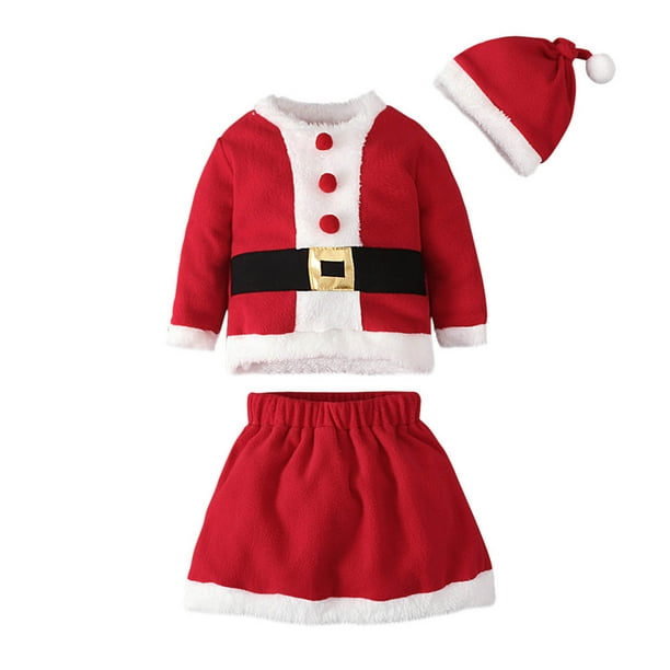 Ropa Para Niñas Bebés Traje Para Niños Pequeños Primavera Otoño Invierno Manga Larga Mirada De Papá Noel Ropa De Tres Piezas Para Niños Rojo Odeerbi LM103-3386