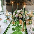 thumbnail image 6 of St Patrick''s Day Table Runner for Kitchen Dining Farmhouse Shamrock Dresser Scarves for Spring Decor Greening Buffalo Plaid Table Setting Decor Irish Shamrock Clover Green - 13.8 x 71 inches Long, 6 of 6