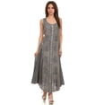 thumbnail image 5 of Sakkas Beverlee Embroidered Button Down Sleeveless Caftan Dress - Grey - S/M, 5 of 5