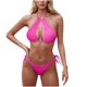 thumbnail image 1 of Conjunto de Bikini de Cintura Alta para Mujeres Color Sólido Sexy Colgantes Ajustables Bikini, Diseño de Corte Alto sin Espalda para Piscina, Playa Y Vacaciones, 1 of 4