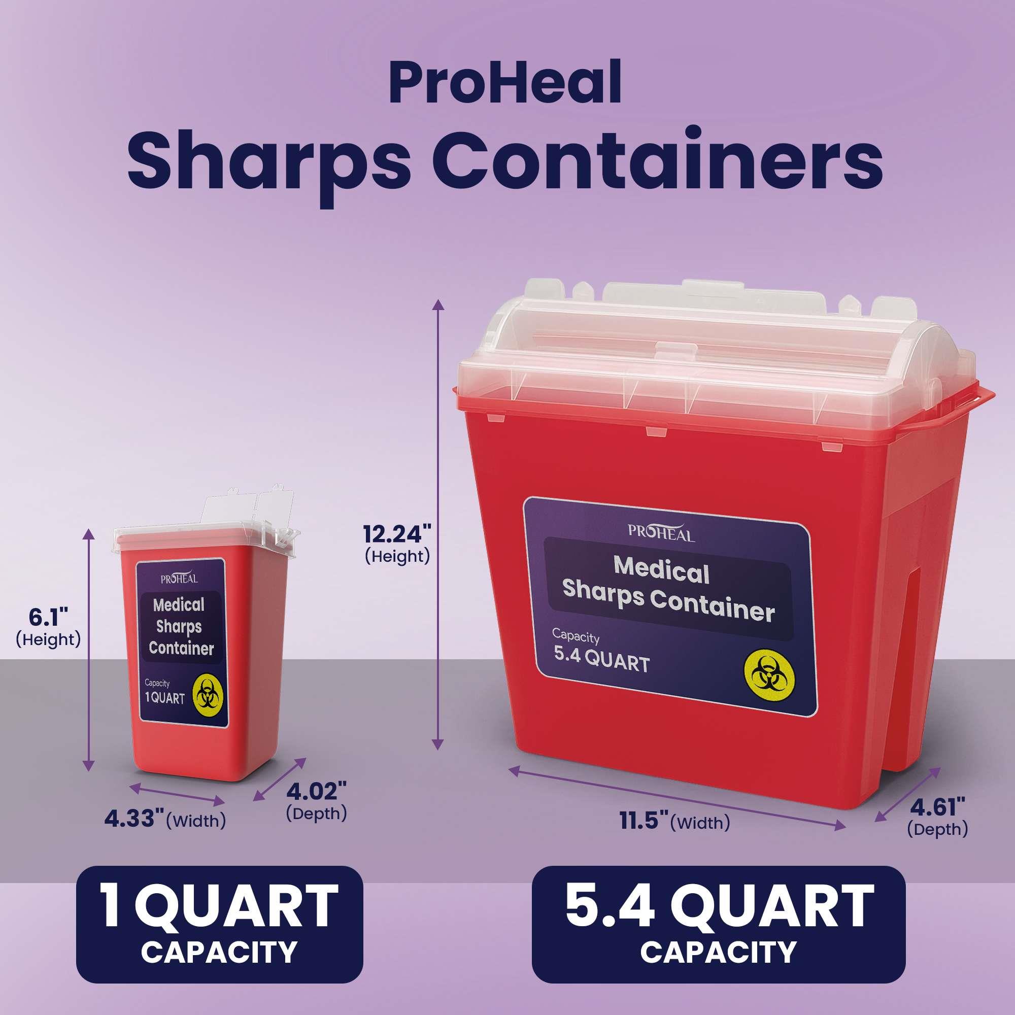 Medical Sharps Container, 5.4 Quart, 3 Pack