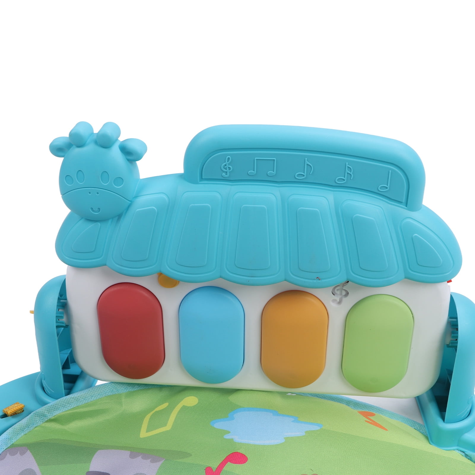 BIMZUC Baby Gyms Play Mat Infant Activity Play Piano Tummy Time Mat with Hanging Rattles Monkey and Owl Pattern, Multicolor