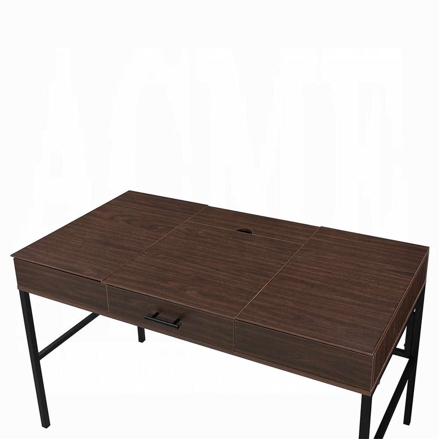 Writing Desk with Built-In USB Port and Plug, 1 Storage Drawer, 3/4 Extension Glide, Rectangular Industrial Office Desk, 42 in
