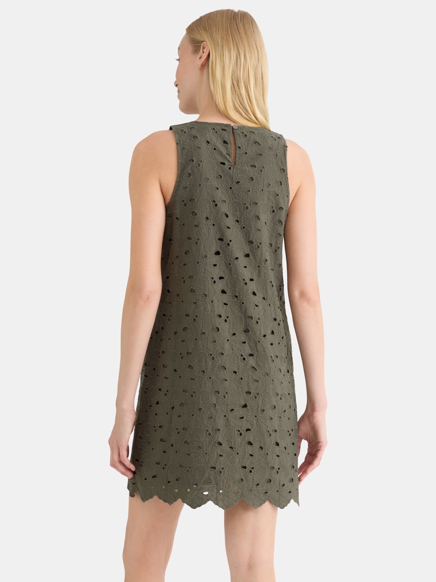 Time and Tru Women's Eyelet Embroidered Mini Dress, Sizes XS-XXXL