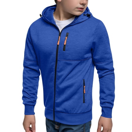 IVEYRTF Boys Half Zip Hooded Sweatshirt Long Sleeve Pullover Tops Kids Soft Lightweight Comfortable Loose Fits Solid Pocket Hoodie for Everyday Casual Wear(Blue#1 5 Years)