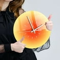 thumbnail image 2 of QIFULL Decorative Acrylic Wall Clock Orange Color Easy to Install Wall Hanging Clock for Modern Home, 2 of 8