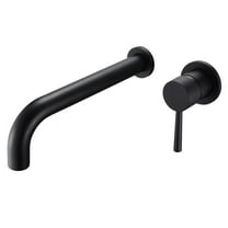 Extra Long Spout Single Handle Wall Mount Matte Black Tub Faucet with Rough-in Valve