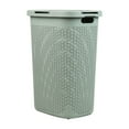 thumbnail image 7 of Mind Reader 60L Slim Laundry Hamper, Clothes Basket, Lid, Wicker Design, Plastic, Mint, 7 of 7