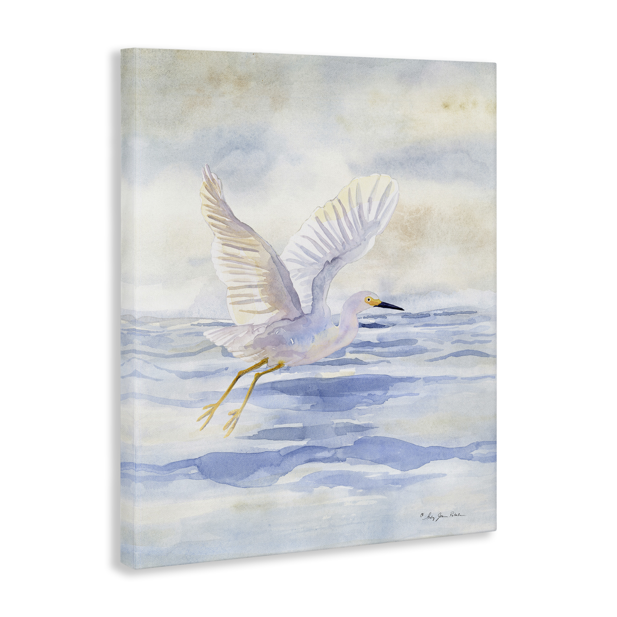 Stupell Industries Swan Flying Over Water Landscape Painting Gallery Wrapped Canvas Art Print Wall Art, 30 x 40