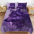 thumbnail image 6 of 3 Pcs Soft Bedding Set, Includes 1 Duvet Cover with Zipper And 2 Pillow,Shams Purple Wolf King(102"×90"), 6 of 8