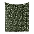 thumbnail image 1 of Garden Art Soft Flannel Fleece Throw Blanket, Pattern with Snowdrop Flowers on a Dark Green Background, Cozy Plush for Indoor and Outdoor Use, 70" x 90", Dark Green Pale Green, by Ambesonne, 1 of 6