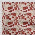 thumbnail image 4 of Soimoi Chinese Floral Printed, Japan Crepe SatinFabric, by The Yard 54 Inch Wide, Decorative Sewing Fabric for Dresses Kimonos Gowns, Red & Beige, 4 of 5