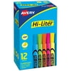 Avery Hi-Liter Desk-Style Highlighters, SmearSafe, Chisel Tip, 12 Assorted Color Highlighters (98034)