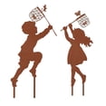 thumbnail image 2 of sunsanly 1 Pair Silhouette Art Model Little Boy Girl Shape Character Silhouette Art Ornament Garden Decor Stakes Sculpture Lawn Yard Decoration, 2 of 7