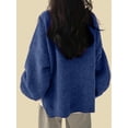 thumbnail image 6 of Women'S Oversized Sweaters Long Sleeve Crew Neck Fuzzy Knit Casual Chunky Pullover Sweater Fall Blue XXL, 6 of 7