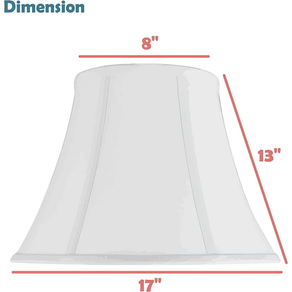 38004 Traditional Handsewn Bell Shaped Collapsible Spider Construction Lamp Shade in Cream, 8" Top x 17" Bottom x 13" Slant, Set of 1