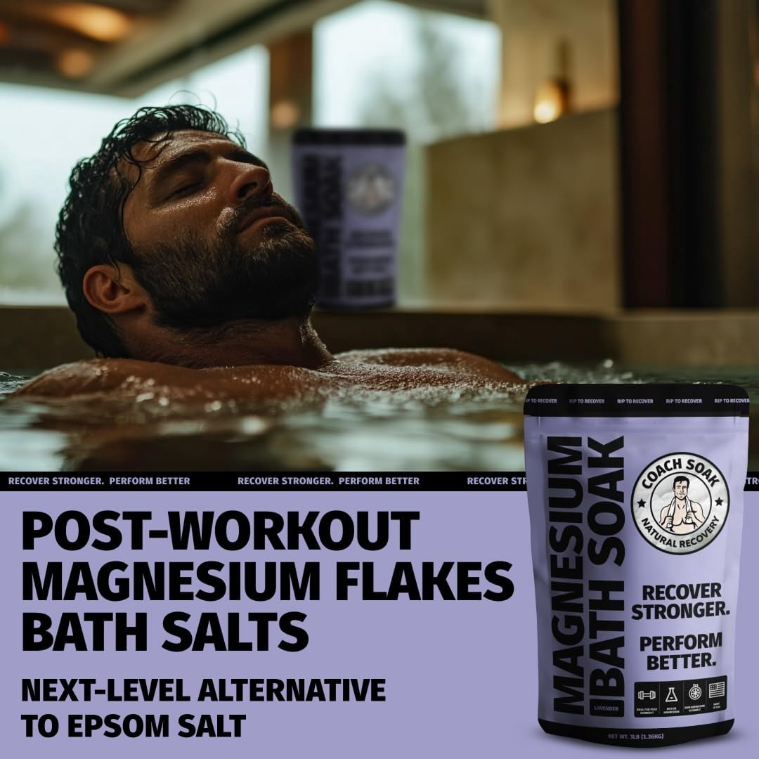 Coach Soak Magnesium Bath Soak Unscented Dead Sea Flakes Muscle Recovery 2 lb Post Workout Recovery