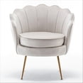 thumbnail image 2 of Uspridefurniture Cavett 28.3" Wide Velvet Barrel Chair with Gold Metal Legs, Ivory, 2 of 5
