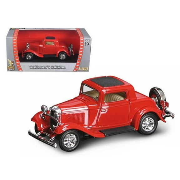 Road Signature  1 by 43 1932 Ford 3 Window Coupe Diecast Car - Red