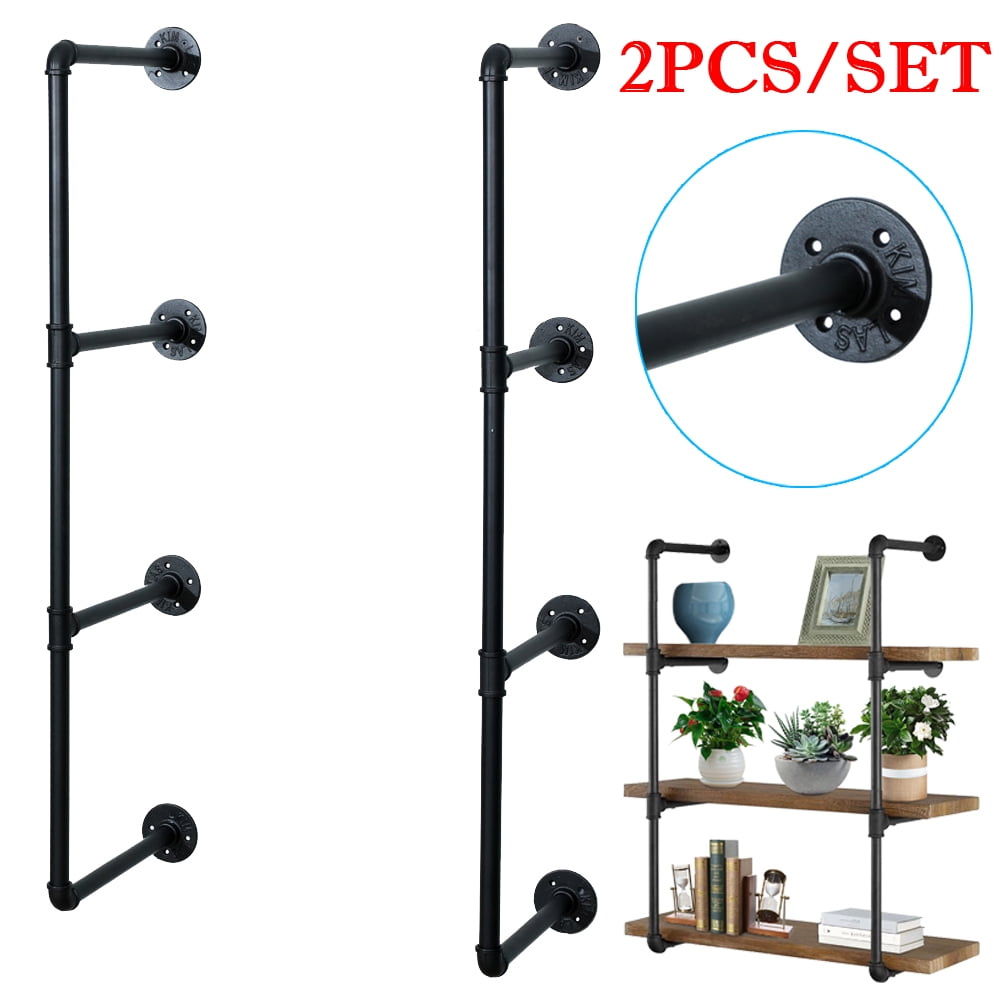 LEASEN Industrial Pipe Shelves 4Tier Wall Mount Iron Pipe Shelves 2