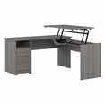 thumbnail image 1 of Pemberly Row Engineered Wood 60W 3 Position Sit to Stand L Shaped Desk - Gray, 1 of 6