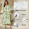 thumbnail image 6 of Xoenoiee Lemon Plumeria Flower Print Womens Housecoat Zip Robe Zip Up Front Robe Bathrobe Zipper House Coat Crew Neck Loungerwear Nightgowns with Pockets, 3XL, 6 of 7