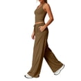 thumbnail image 6 of uvwlwu Women 2 Piece Workout Outfit Racerback Tank Top Waist Wide Leg Pants with Pockets Casual Set for Running Yoga Fitness Activities,XL, 6 of 9