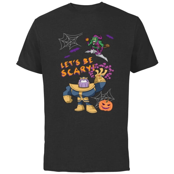 Marvel Studios Thanos Green Goblin Halloween Pumpkin Webs - Short Sleeve Cotton T-Shirt for Adults - Customized-Black