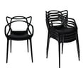 thumbnail image 1 of Master Style Plastic Chair Modern Mid Century, Indoor Outdoor Chair Patio Chair Kitchen Chair 18 Inch Seat Height Restaurant Chair Plastic Stackable Chair Side Bar Chair in White Set 4, 1 of 5