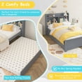 thumbnail image 3 of HSUNNS Twin Bed Frame with Trundle and Storage Bookcase, Modern Platform Twin Bed Frame for Girls and Boys, Solid Wood Trundle Bed with Headboard and Footboard, No Box Spring Needed, Gray, 3 of 11