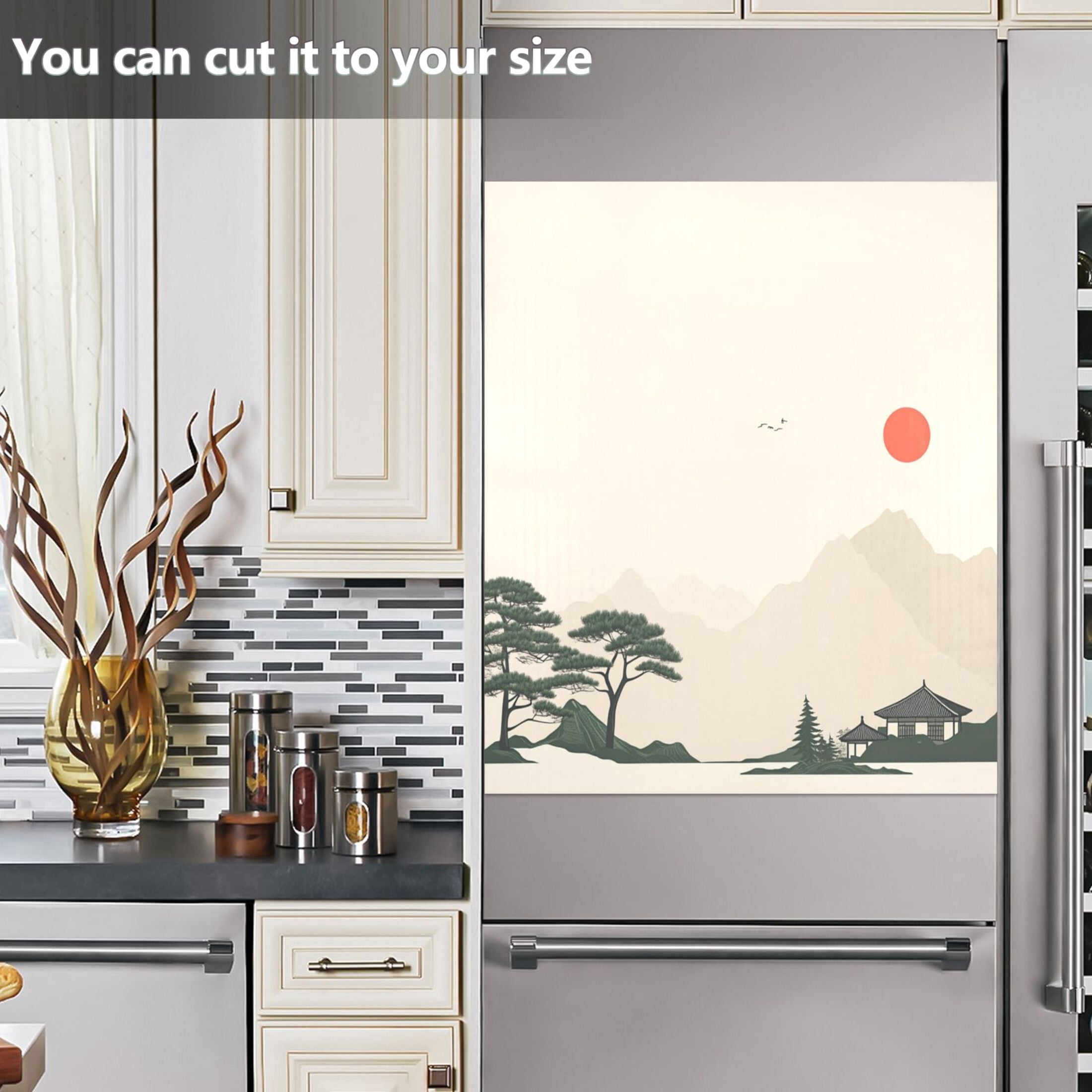 Dishwasher Magnetic Sticker 23x26 Inch Refrigerator Magnetic Sticker Washing Machine Magnetic Sticker Kitchen Panel Magnetic Sticker Home Decor Beautiful Orange Sun