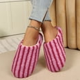 thumbnail image 4 of Fnooota Womens Fuzzy Slippers, Winter Warm Non Slip Stripe House Slippers Home Shoes Pink Size 10-10.5, 4 of 6