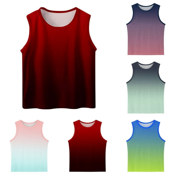Bovxnpu Boys Girls Tank Tops Undershirt Sleeveless T Shirts Toddler Kids Boys Gradient Print Soft Sleeveless Bottom Camisole