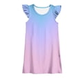 thumbnail image 1 of Plebaso Robes pour Bébés Filles Été Col Rond Manches Volantes Dégradé Robe d'Été Mode Enfants, 1 of 4