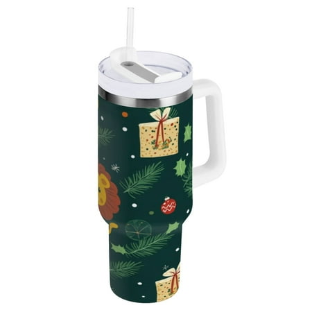 

30 Oz Car Handle Water Cup 9.9x3.5 Inch Stainless Steel Water Cup With Handle Water Cup Car Water Cup Travel Coffee Cup Christmas Lions and Presents