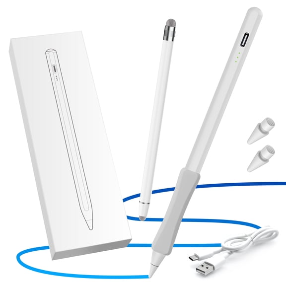 OASO Stylus Pen Set, Universal Stylus & Tilt Drawing Palm Rejection Stylus Pencil for Apple iPad 6/7/8/9/10, Mini 5/6, Air 3/4/5, Pro 11''/12.9'', M4/M2, Stylus with Pencil Grip & Replacement Tips