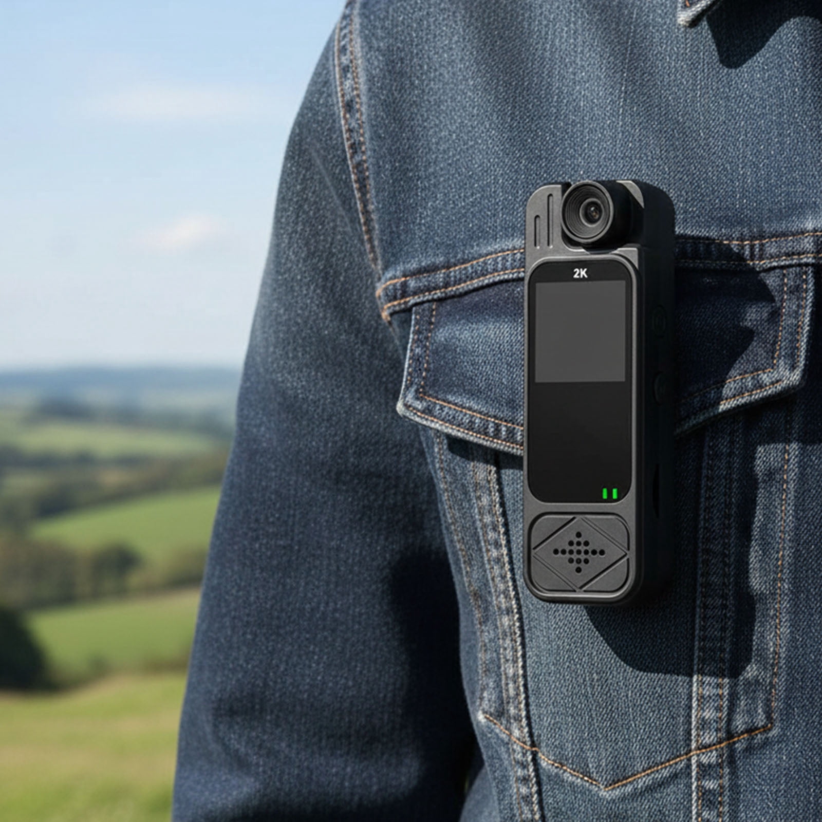 HUISZJ 2K Portable Camcorder, Body Camera with Audio, Video Recording Wearable Body Cam with 180 Rotating Lens for Traveling Cycling Vlogging