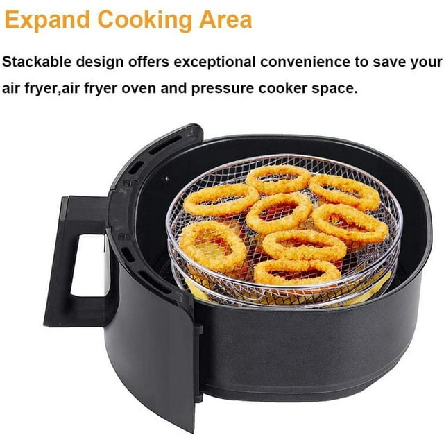 Air Fryer Rack Stackable Dehydrator Racks Fryer Stand 3 Pcs/Set Air Fryer Rack For 4.2QT-5.8QT Air Fryer Three Stackable Dehydrator Racks Stainless Steel Air Fryer Stand Air Fryer