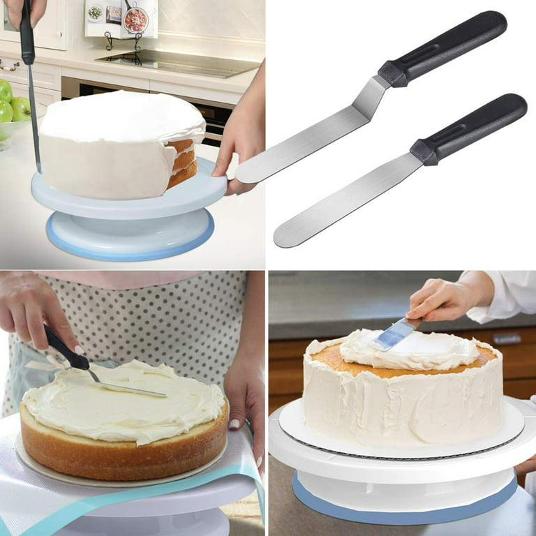WALFRONT 11 Inch Rotating Cake Turntable, Birthday Cake Decorating Supplies  with Cake Turntable Stand, 2 Icing Spatula, 3 Cake Scraper Combs for Cake/Pastries/Cupcakes  