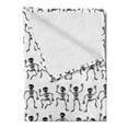 thumbnail image 2 of Bones Soft Flannel Fleece Blanket, Funny Interpretation of Whimsical Dancing Skeletons Horizontally Aligned, Cozy Plush for Indoor and Outdoor Use, 70" x 90", Charcoal Grey and White, by Ambesonne, 2 of 5